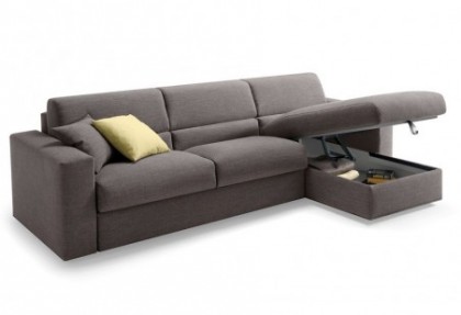 DOLCE DORMIRE - divano letto con chaise contenitore ( chaise longue contenitore aperto - versione bracciolo BIG ) -SOFA CLUB