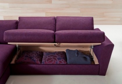 EASY GOCCIA  - divano con contenitore ( elemento laterale 2 posti con CONTENITORE aperto + chaise longue con CONTENITORE ) - SOFA CLUB