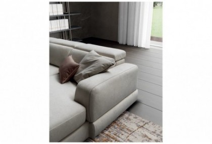 LINUS - composizione divano con chaise longue in tessuto ( divano con sedute scorrevoli e poggiatesta abbassato ) - SOFA CLUB
