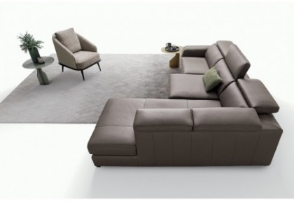 LINUS - composizione divano ad angolo quadrato con penisola ( divano con sedute estraibili e schienale alto ) - SOFA CLUB