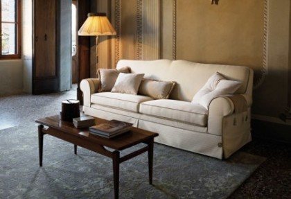 PROVENZA - divano 3 posti  ( divano con balza + bordino in contrasto di colore ) divani classici in tessuto  - SOFA CLUB