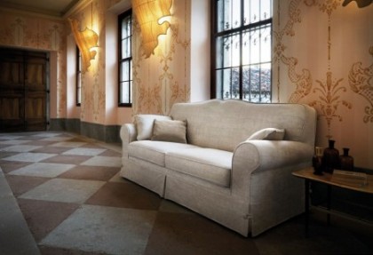 PROVENZA - divano 2 posti maxi ( divano con balza + bordino tono su tono ) divani classici eleganti  - SOFA CLUB
