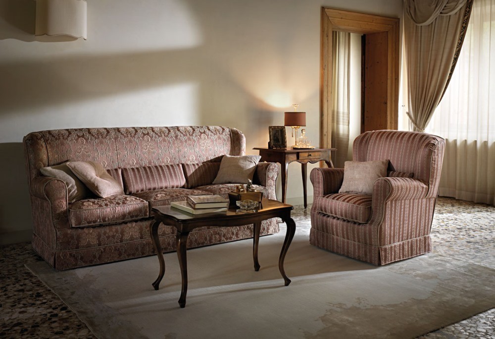 BRIGITTE - divano 3 posti + poltrona ( divani claasici in tessuto sfoderabili ) - SOFA CLUB
