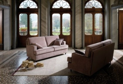 EMILY- divano 3 posti + divano 2 posti maxi ( versione divano con piedino alto + bordino in contrasto di colore ) - divani classici in stoffa - SOFA CLUB