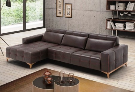 LOLLIPOP - divano relax con penisola in pelle ( laterale 2 posti MAXI + chaise longue ) - SOFA CLUB