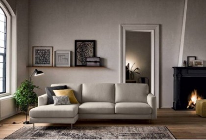 MILOS - composizione divano con chaise longue ( piedino ONE cromato lucido ) - SOFA CLUB
