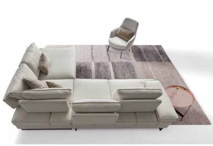 MEGA - divano con schienali scorrevoli ( elemento 2 posti maxi laterale + angolo quadrato con penisola ) - SOFA CLUB