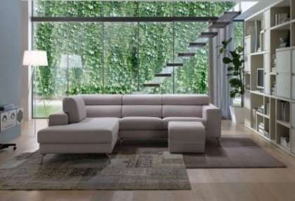 FIZZY - composizione divano ad angolo  ( divano 2 posti maxi laterale + angolo SOFT con penisola + poggiapiedi ELLE  ) - SOFA CLUB