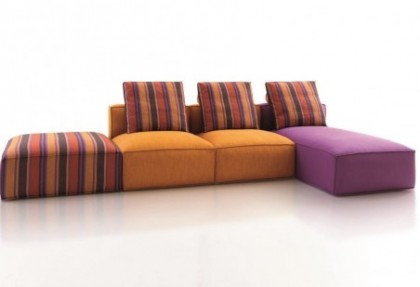 LEGO - divano componibile colorato ( pouf - 2 poltrone L 70 cm. - chaise longue senza braccioli ) cucitura pizzicata - SOFA CLUB
