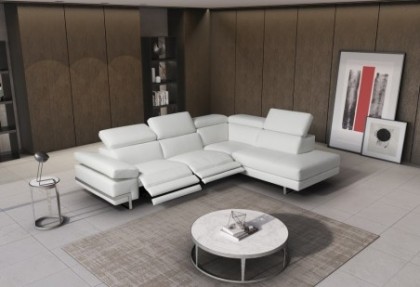 LIVE - divano relax angolare ( divano in pelle bianca con 2 relax elettrici ) - SOFA CLUB