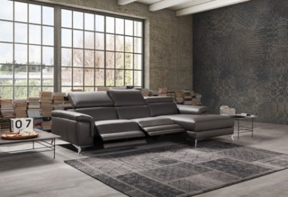 HABART - divano relax con chaise longue e 2 meccanismi elettrici ( divano con poggiatesta reclinabili ) - SOFA CLUB