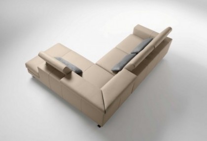 POWER UP - composizione divano ad angolo ( laterale divano 3 posti con un bracciolo + angolo quadrato con penisola - poggiatesta reclinabili rialzati e piedino TWO antracite ) - SOFA CLUB