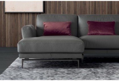 LOOK - composizione divano con penisola ( rivestimento in pelle + piedino THREE ) - SOFA CLUB