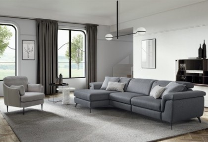 ROMA - divano con chaise longue e un relax elettrico ( divano in tessuto completamente sfoderabile ) - SOFA CLUB