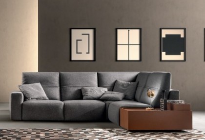 LIKE MODERN - composizione divano relax angolare ( TAVOLINO CONTENITORE finitura cuoio ) - SOFA CLUB