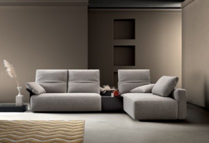 LIKE STYLE - divano relax angolare ( laterale 2 posti - TAVOLINO CONTENITORE finitura testa di moro - angolo MAXI ) - SOFA CLUB