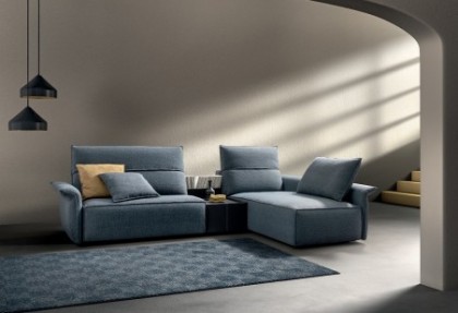 LIKE DESIGN - divano relax angolare ( laterale 1 posto SUPER - TAVOLINO CONTENITORE finitura testa di moro - angolo MEDIO ) - SOFA CLUB