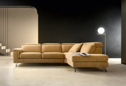 MAGIC - divano relax angolare ( divano con poggiatesta reclinabile - piedino OLD marrone scuro ) - SOFA CLUB