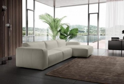 MORBIDONE - divano con chaise longue ( divano in pelle bianca ) - SOFA CLUB