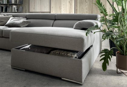 ALL INCLUSIVE - divano con chaise longue contenitore ( divano contenitore, piedino THREE cromo ) - SOFA CLUB