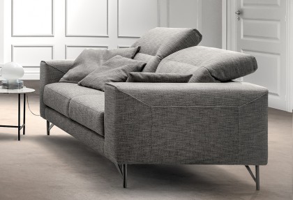 OPEN COMFORT UP - divano 3 posti con sedute estraibili ( divano con poggiatesta reclinabili - piedino TIP antracite ) - SOFA CLUB