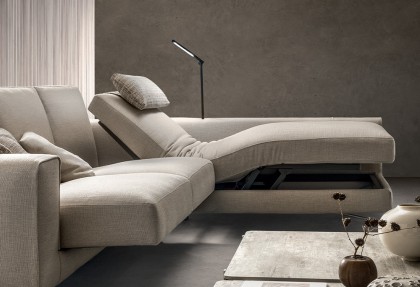 BOSS UP - divano con sedute scorrevoli aperte ( divano ad angolo con con rete motorizzata + sedute scorrevoli ) - SOFA CLUB
