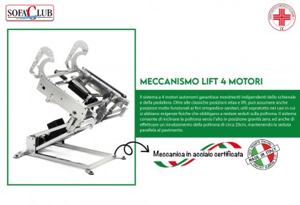 XXXL 4 MOTORI - poltrona reclinabile 4 motori ( poltrona alzapersone made in Italy ) - SOFA CLUB