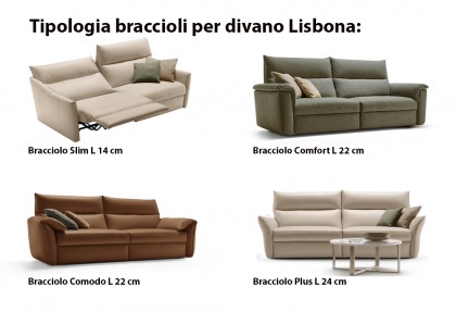 LISBONA - divano 3 posti ( con 4 varianti bracciolo ) - SOFA CLUB