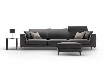 TIME - divano 3 posti extra ( divano con sedute estraibili elettriche chiuse + pouf ) - SOFA CLUB