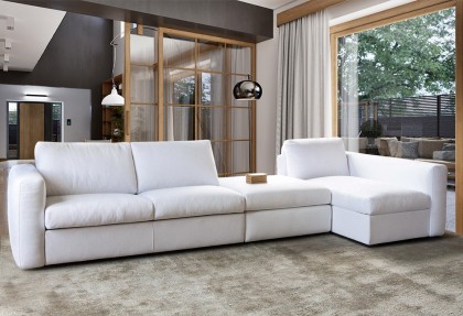 PIUMA - composizione divano letto ( divano 3 posti laterale con un bracciolo + pouf + angolo medio contenitore ) - SOFA CLUB