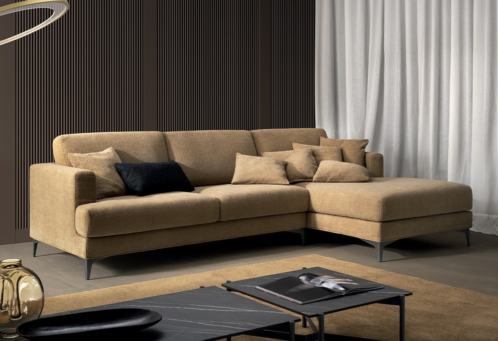 RETRO' - composizione divano con chaise longue ( divani stile retrò - piedino LIAM ) - SOFA CLUB