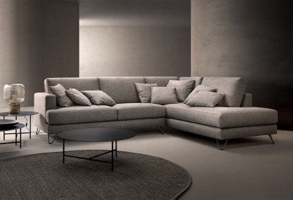 RETRO' - divano ad angolo quadrato con penisola ( divani stile retrò in tessuto - piedino SMITH ) - SOFA CLUB