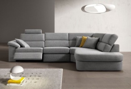 GEORGE - composizione divano ad angolo rotondo ( elemento laterale 2 posti con meccanismo relax + angolo rotondo con penisola ) - SOFA CLUB