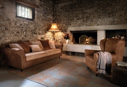 EPOCA - divano 3 posti maxi ( versione divano con piedini alti ) divano classico in pelle e tessuto