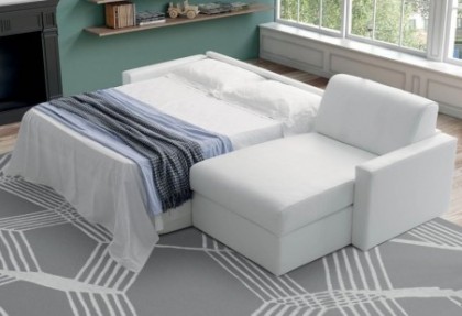 DICIOTTO - divano letto chaise longue CONTENITORE  e  con materasso alto 18 cm. ( bracciolo STANDARD ) - divano letto online - SOFA CLUB