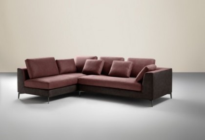 HARRY - composizione divano ad angolo ( elemento laterale 3 posti + angolo medio ; piedino TWO finitura bronzo e scocca bicolore ) - SOFA CLUB